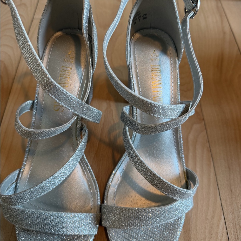 Dream Pairs Silver Glitter Strappy Sandal Heels